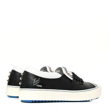 Fendi Calfskin Studded Karlito Slip On Sneaker 40 Black 5 of 15