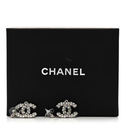 Chanel Baguette Crystal CC Drop Earrings Silver 5 of 5