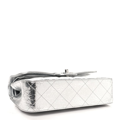 Chanel Hammered Metallic Calfskin Quilted Small Double Flap Silver 4 of 13