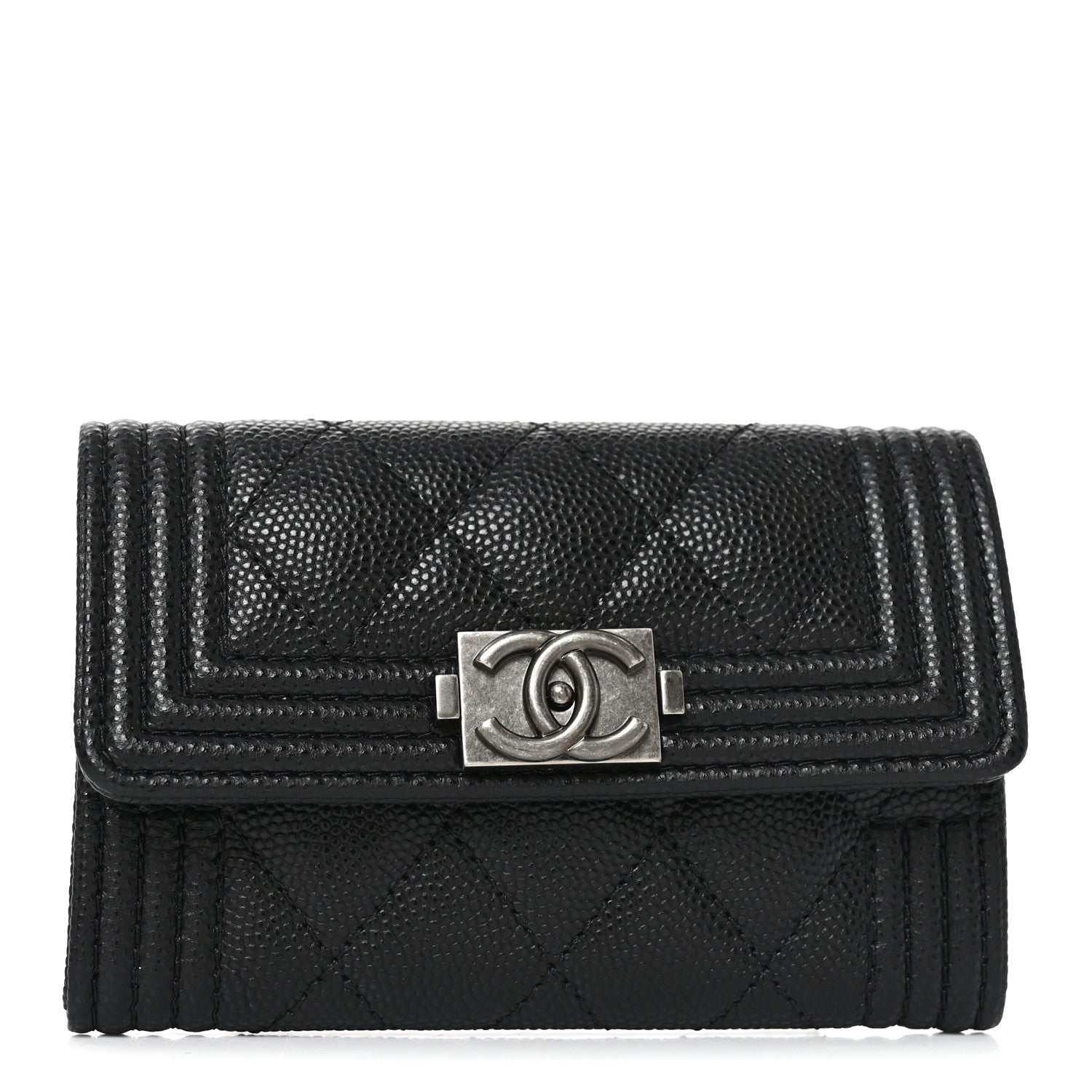 Chanel Caviar Quilted Boy Flap Card Holder Black 1 of 9