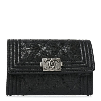 Chanel Caviar Quilted Boy Flap Card Holder Black 1 of 9