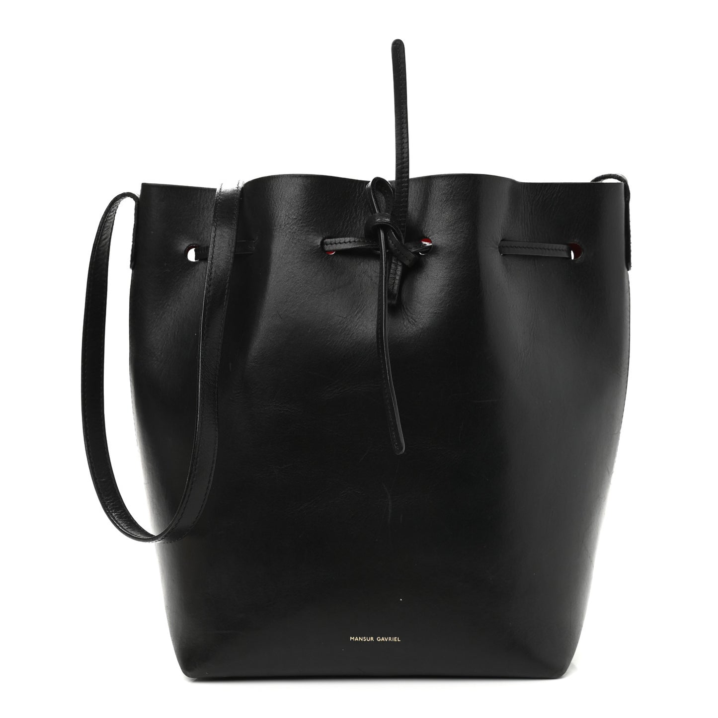 Vegetable Tanned Calfskin Bucket Bag Black Flamma