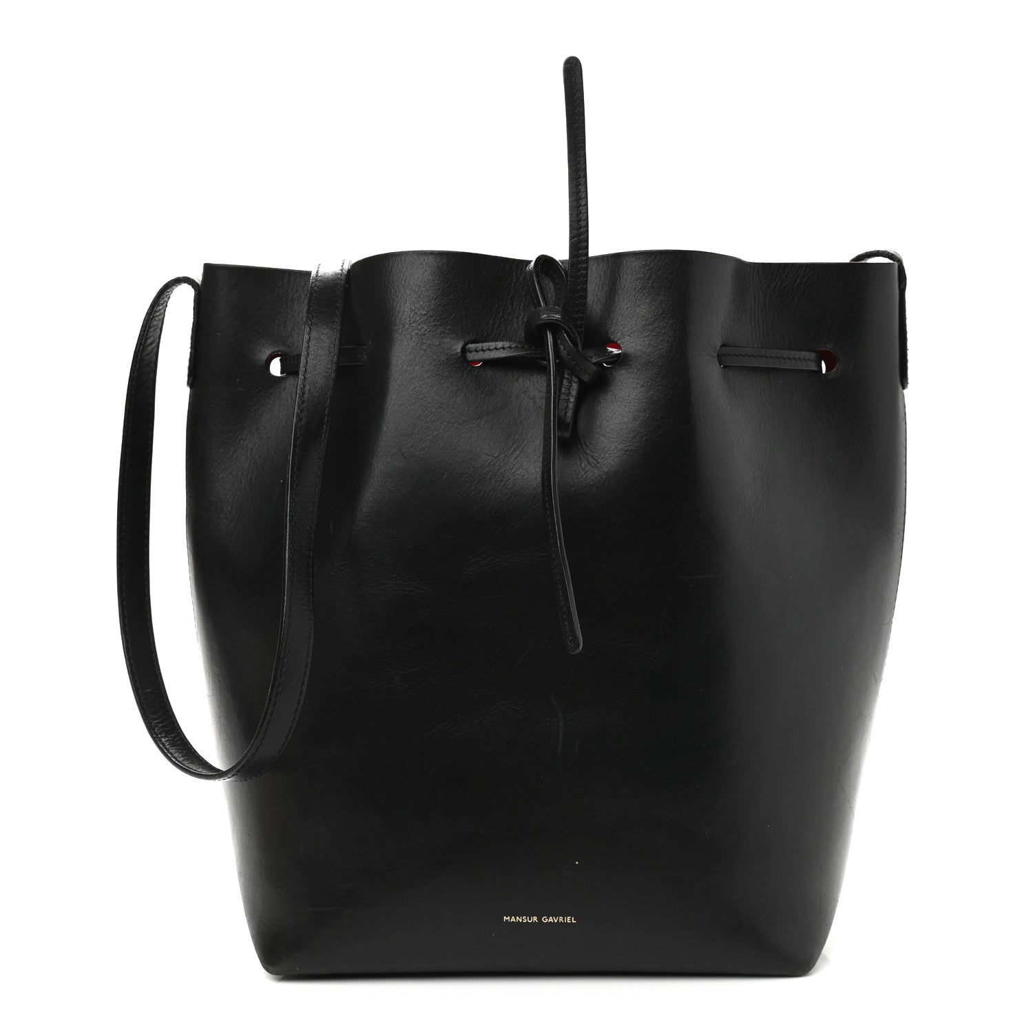Mansur Gavriel Vegetable Tanned Calfskin Bucket Bag Black Flamma 1 of 17
