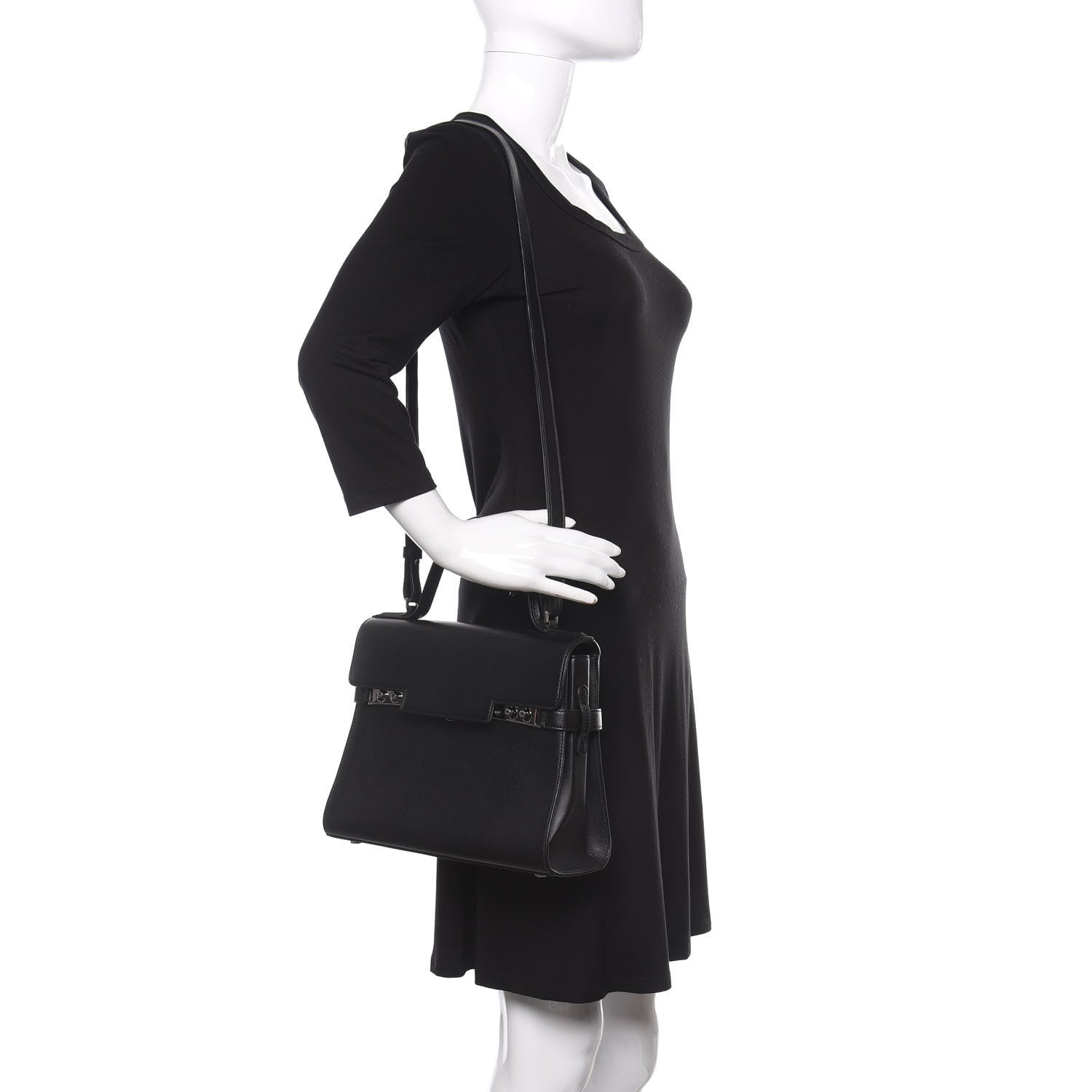 Delvaux Calfskin MM Tempete Satchel Black 2 of 11