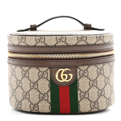 Gucci GG Supreme Monogram Textured Calfskin Web Ophidia Vanity Cosmetic Case Beige Ebony New Acero 1 of 7