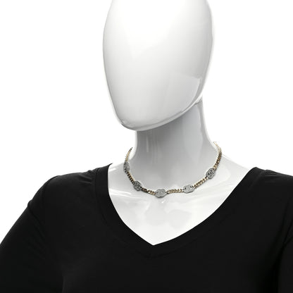 Chanel Crystal Chain CC Link Choker Gold Silver 2 of 7