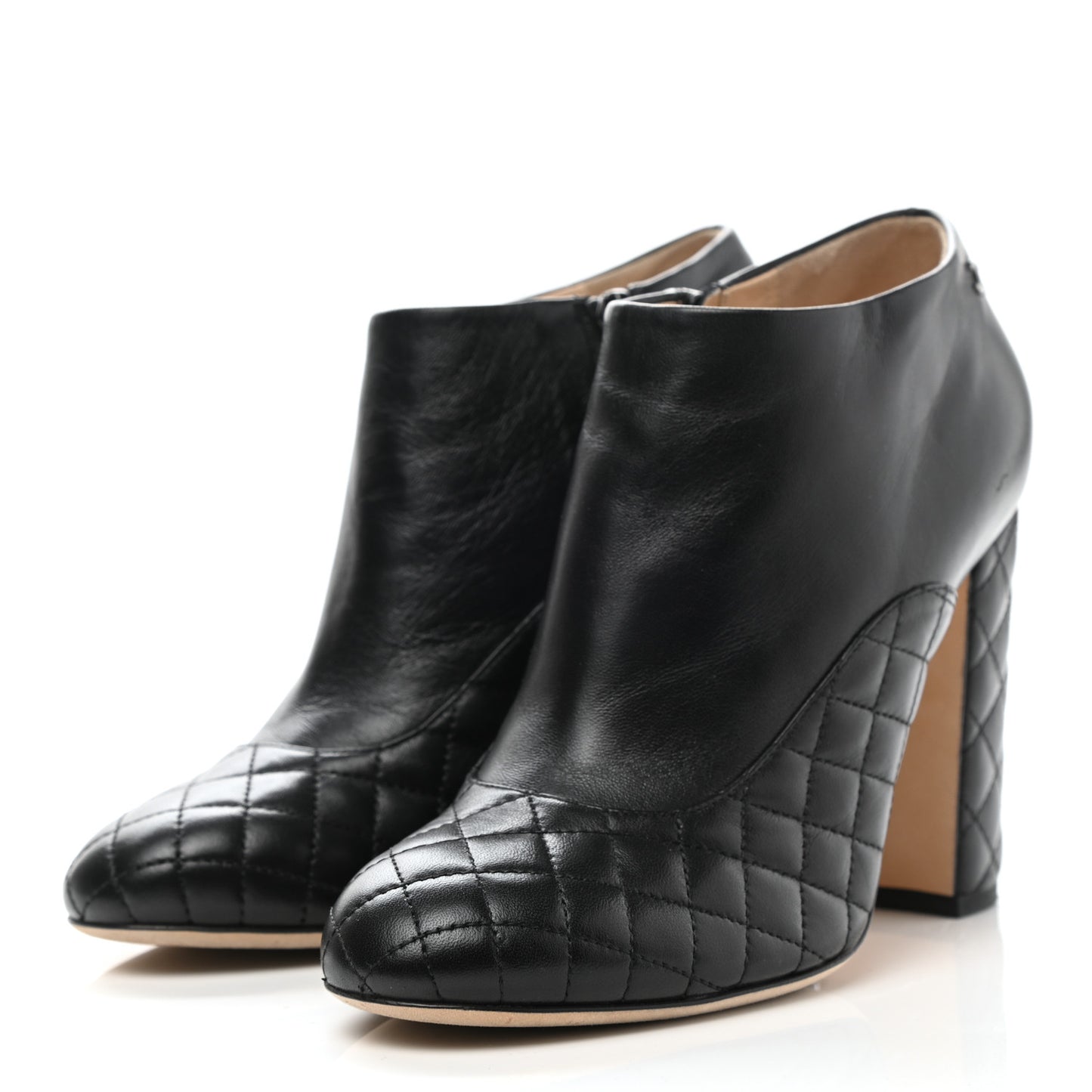 Lambskin Quilted CC Booties 37.5 Black