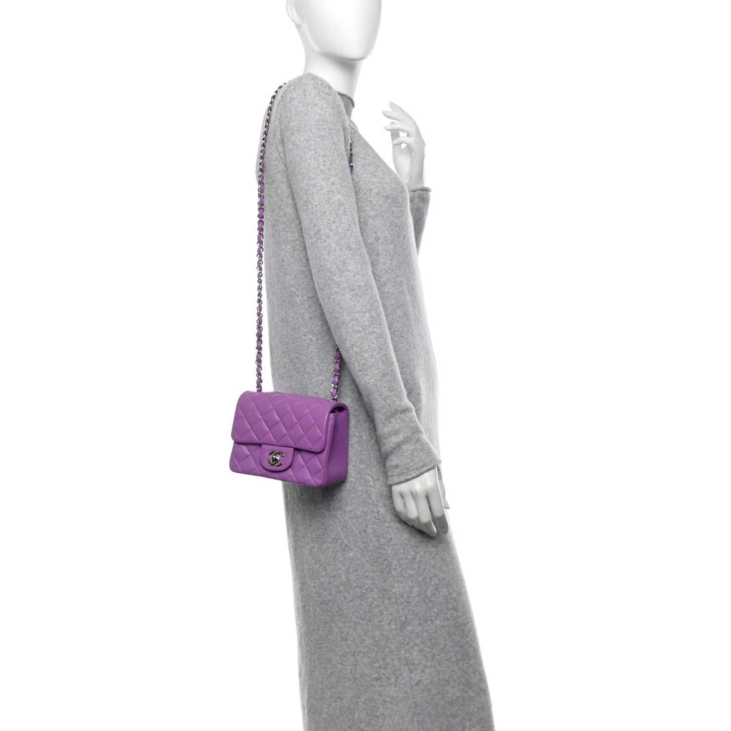 Chanel Lambskin Quilted Mini Square Flap Purple 2 of 10