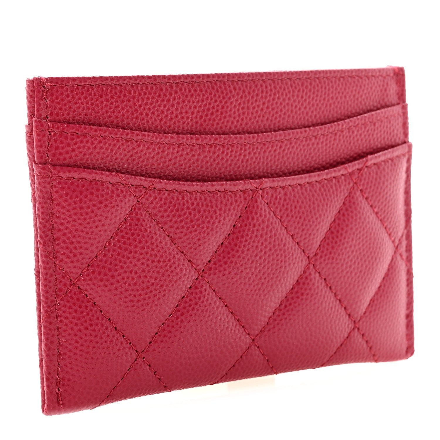 Chanel Caviar Quilted Card Holder Dark Pink 3 of 9