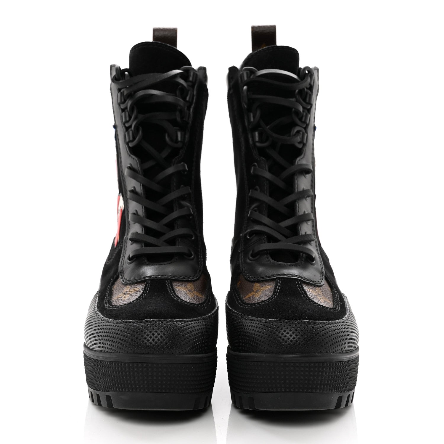 Louis Vuitton Suede Calfskin Monogram LV Black Heart Laureate Platform Desert Boots 35 Black 2 of 9