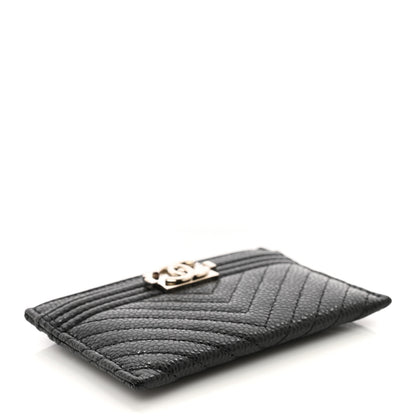 Chanel Caviar Chevron Quilted Boy Card Holder Black 4 of 9