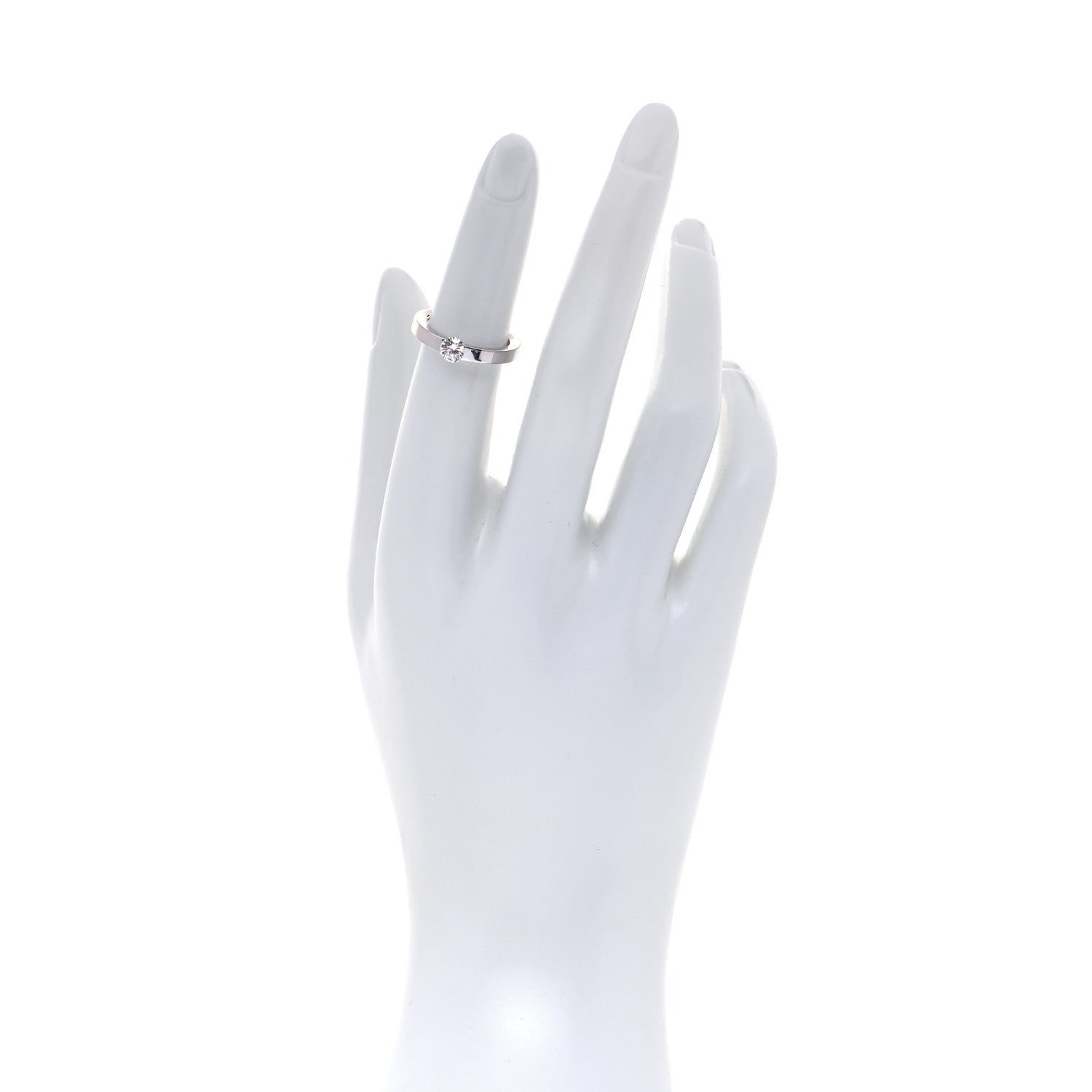 Cartier 18K White Gold Diamond .34ct Date Solitaire Ring 48 4.5 2 of 6