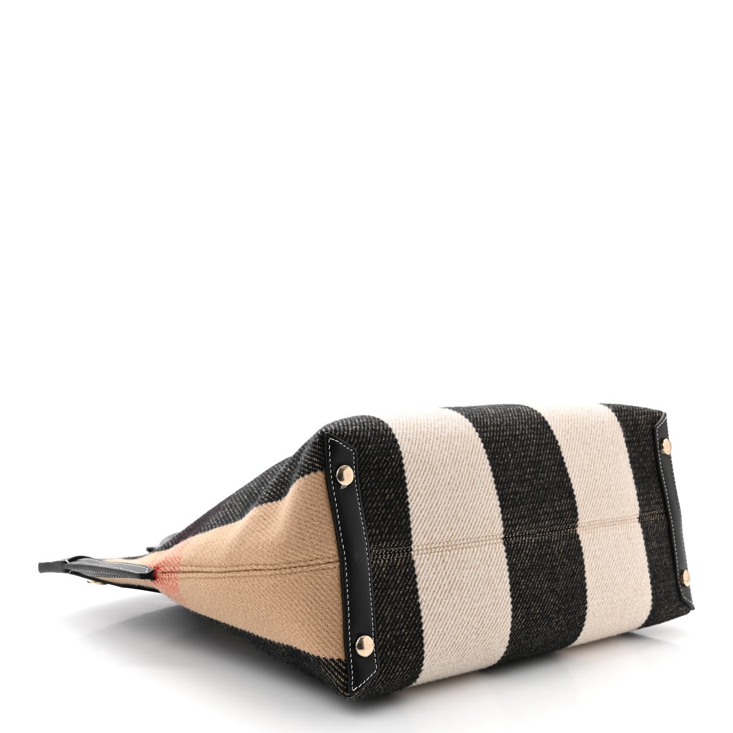 Burberry Calfskin Wool Cashmere Vintage Check Medium Society Tote Archive Beige 4 of 11