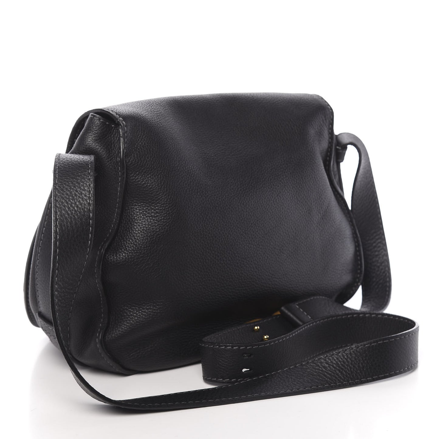 Calfskin Medium Marcie Round Crossbody Bag Black