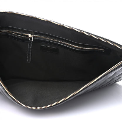 Chanel Calfskin Quilted Pearl Large Cosmetic Case Black 5 of 7