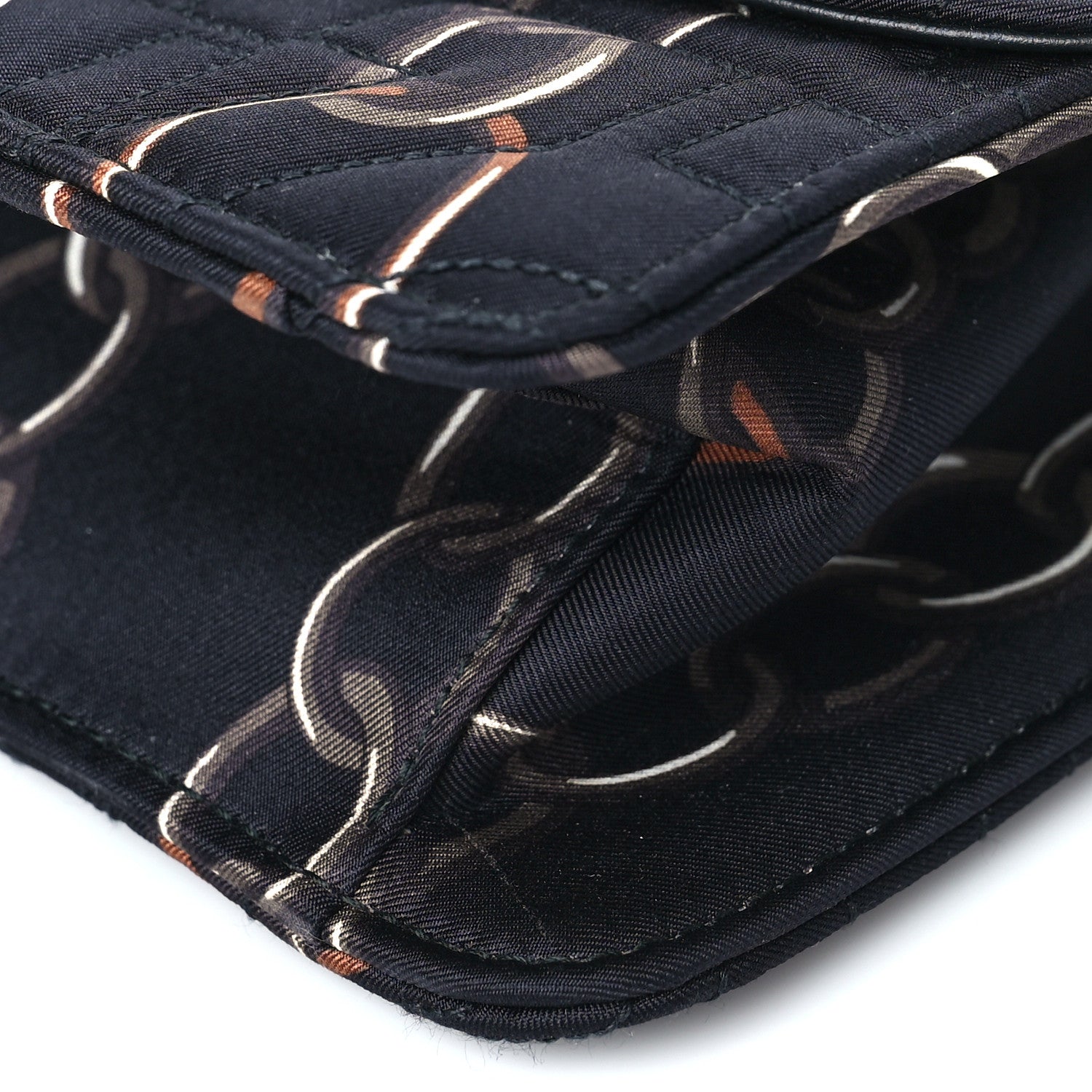 Salvatore Ferragamo Silk Twill Quilted Print Gancini Flap Bag Black 7 of 7