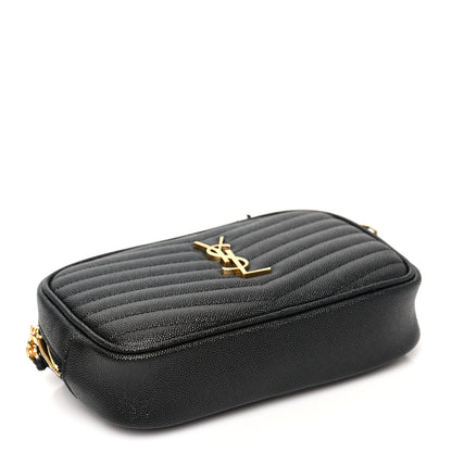 Saint Laurent Grain De Poudre Matelasse Monogram Mini Lou Camera Bag Black 4 of 9