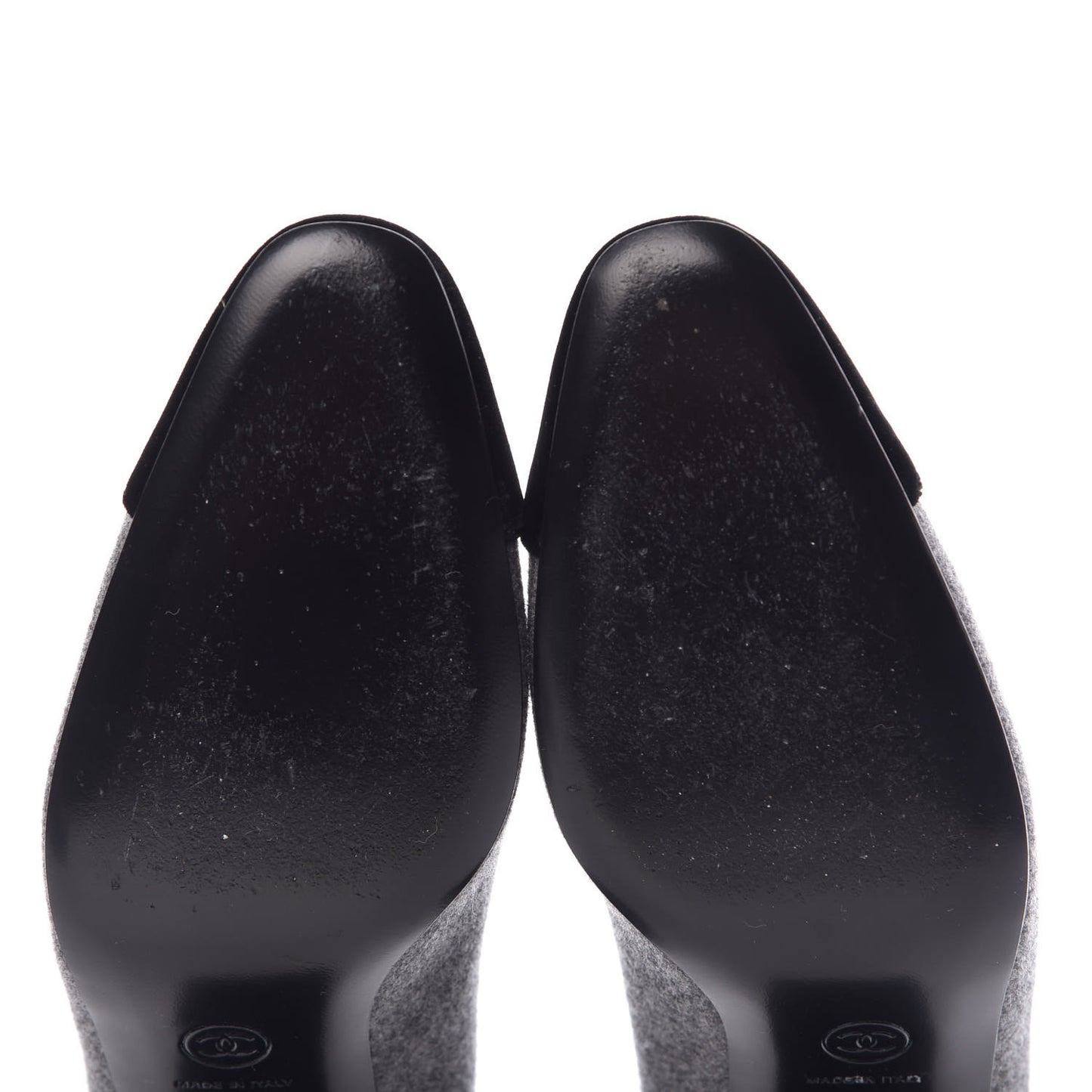 Wool Velvet Cap Toe Pumps 37 Grey Black