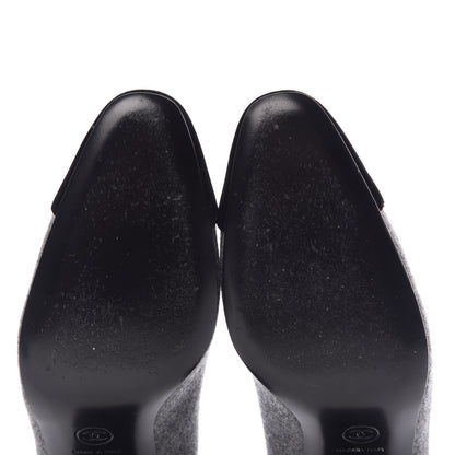 Chanel Wool Velvet Cap Toe Pumps 37 Grey Black 9 of 9