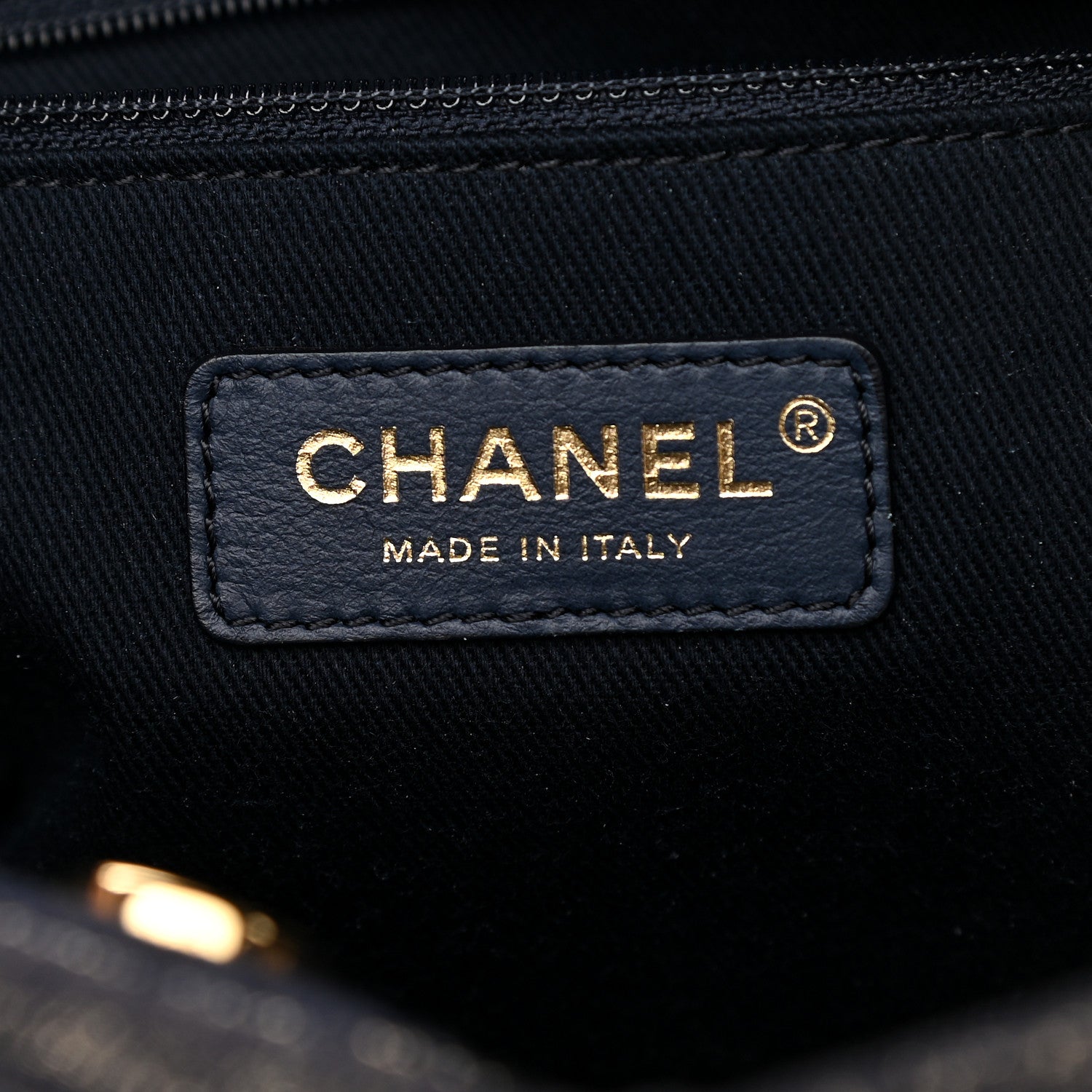 Chanel Lurex Canvas Mini Deauville Tote Navy Blue Gold 6 of 9