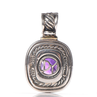 David Yurman Sterling Silver 14K Yellow Gold Amethyst 12mm Albion Enhancer Pendant 9 of 9