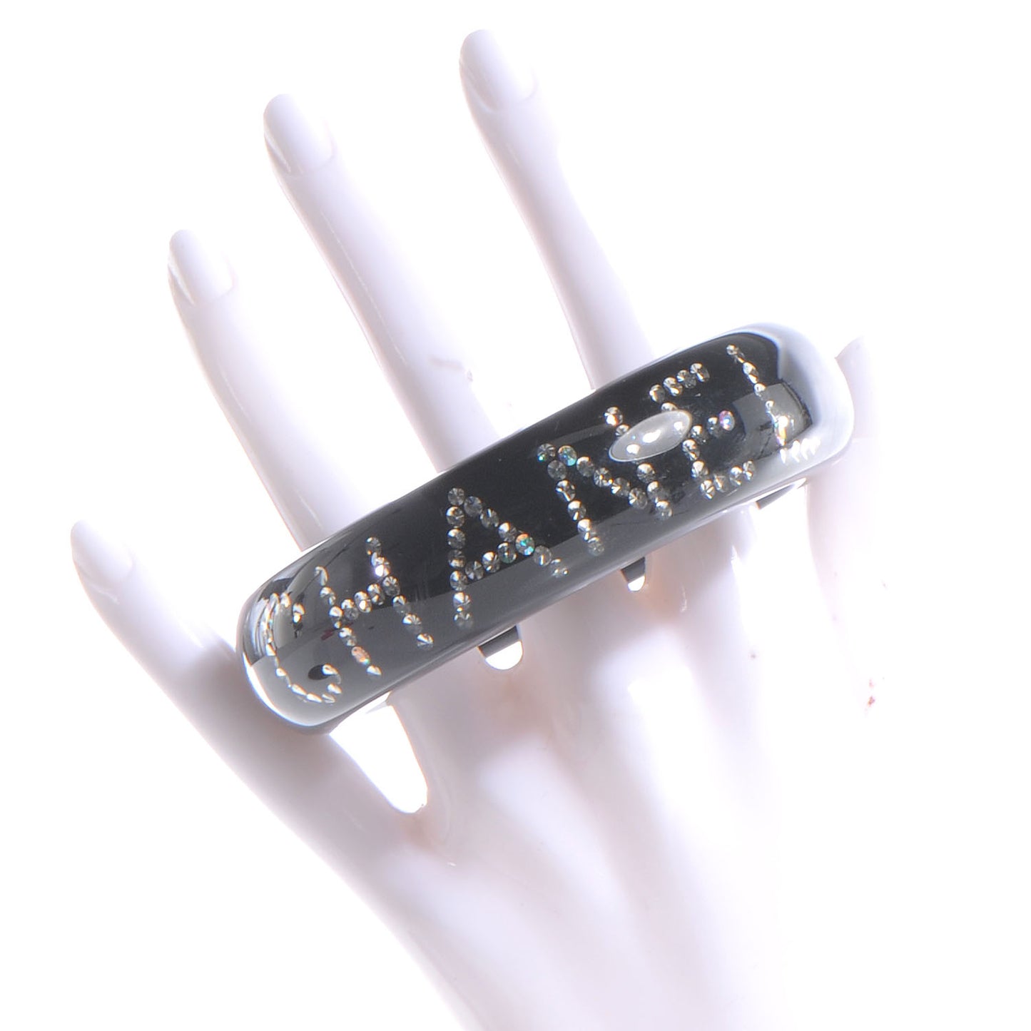 Resin Crystal CC Logo Bracelet Black