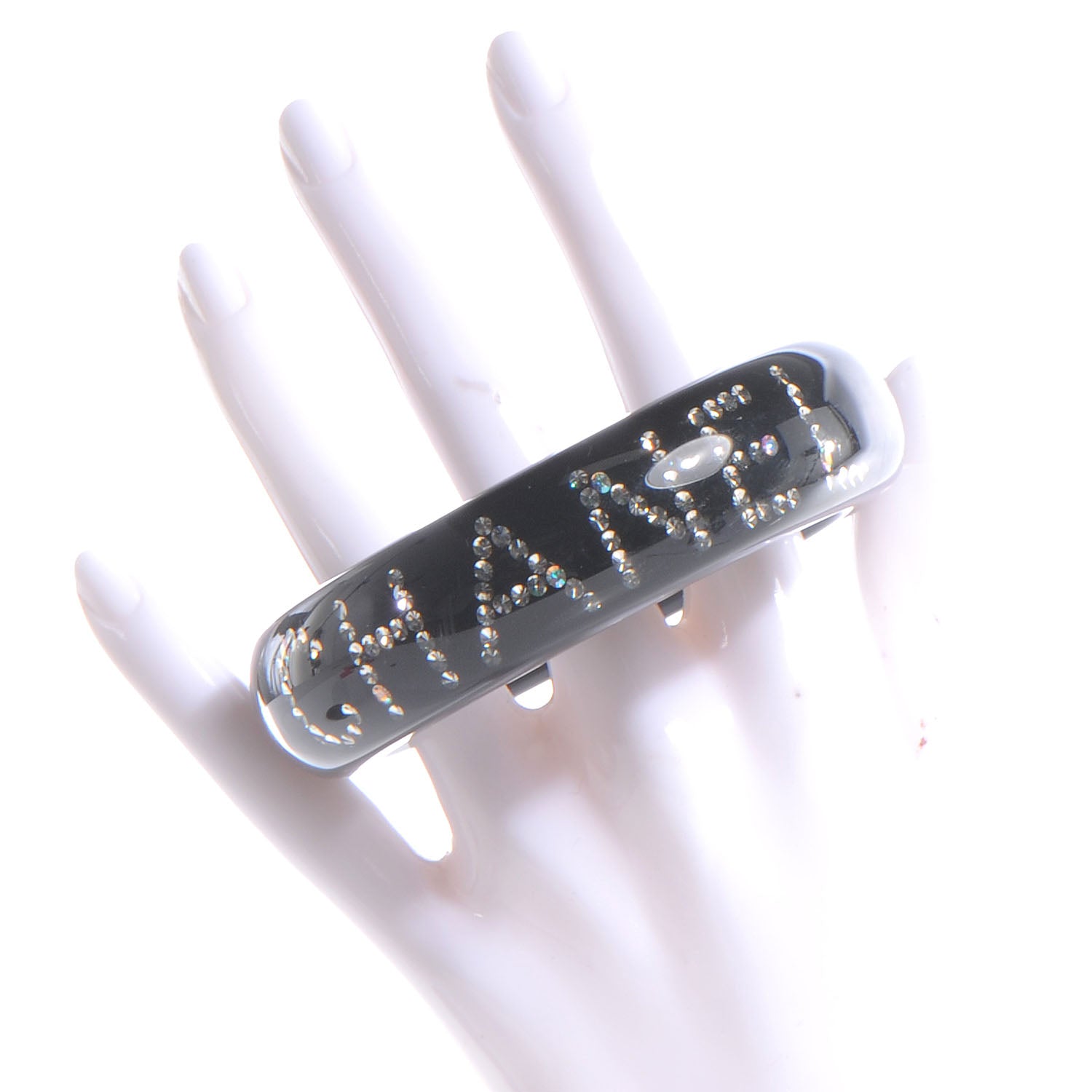 Chanel Resin Crystal CC Logo Bracelet Black 2 of 4