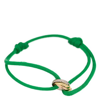 Cartier 18K Pink Yellow White Gold Trinity Adjustable Cord Bracelet Kelly Green 1 of 6