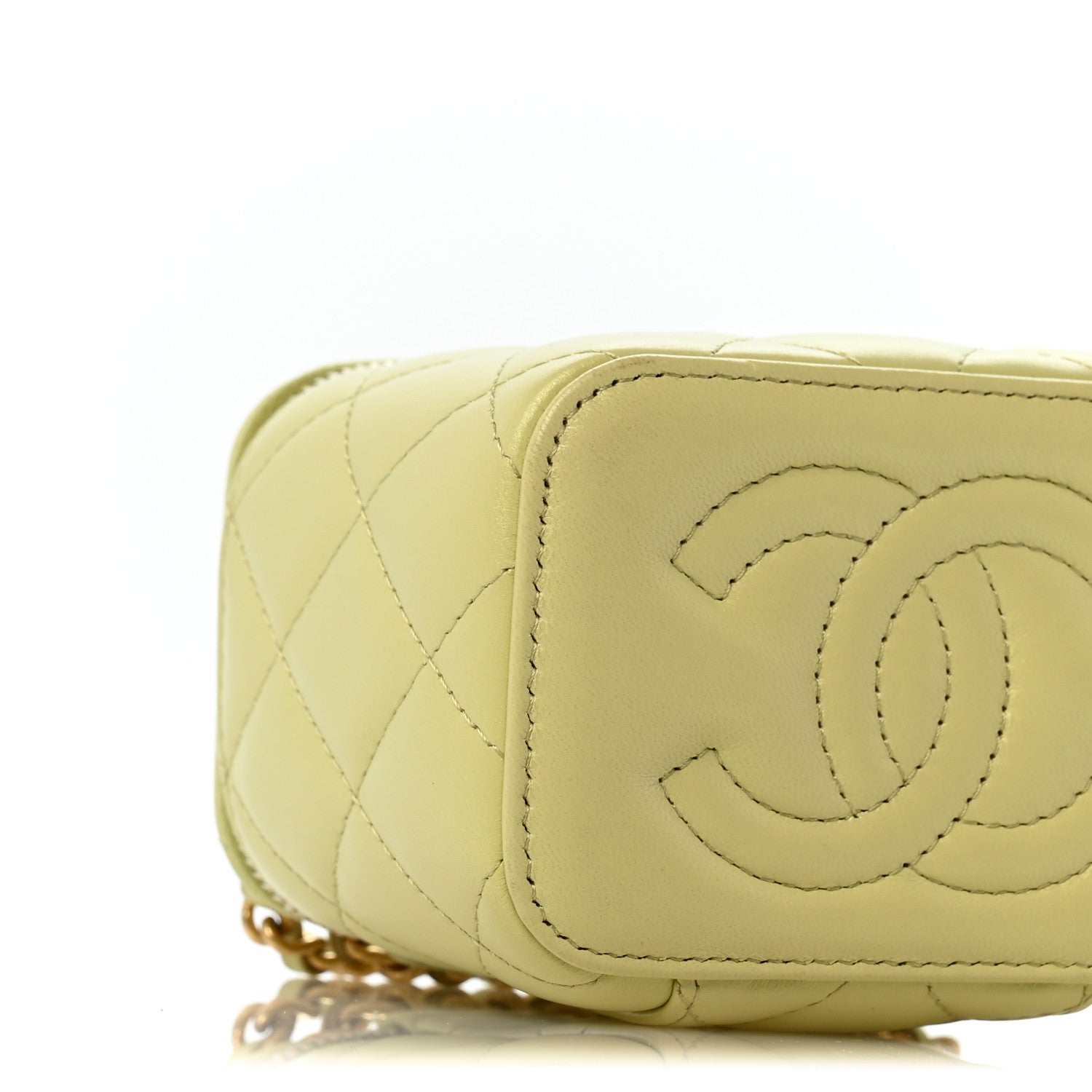 Chanel Lambskin Quilted CC Mini Vanity Case With Chain Light Green 9 of 10