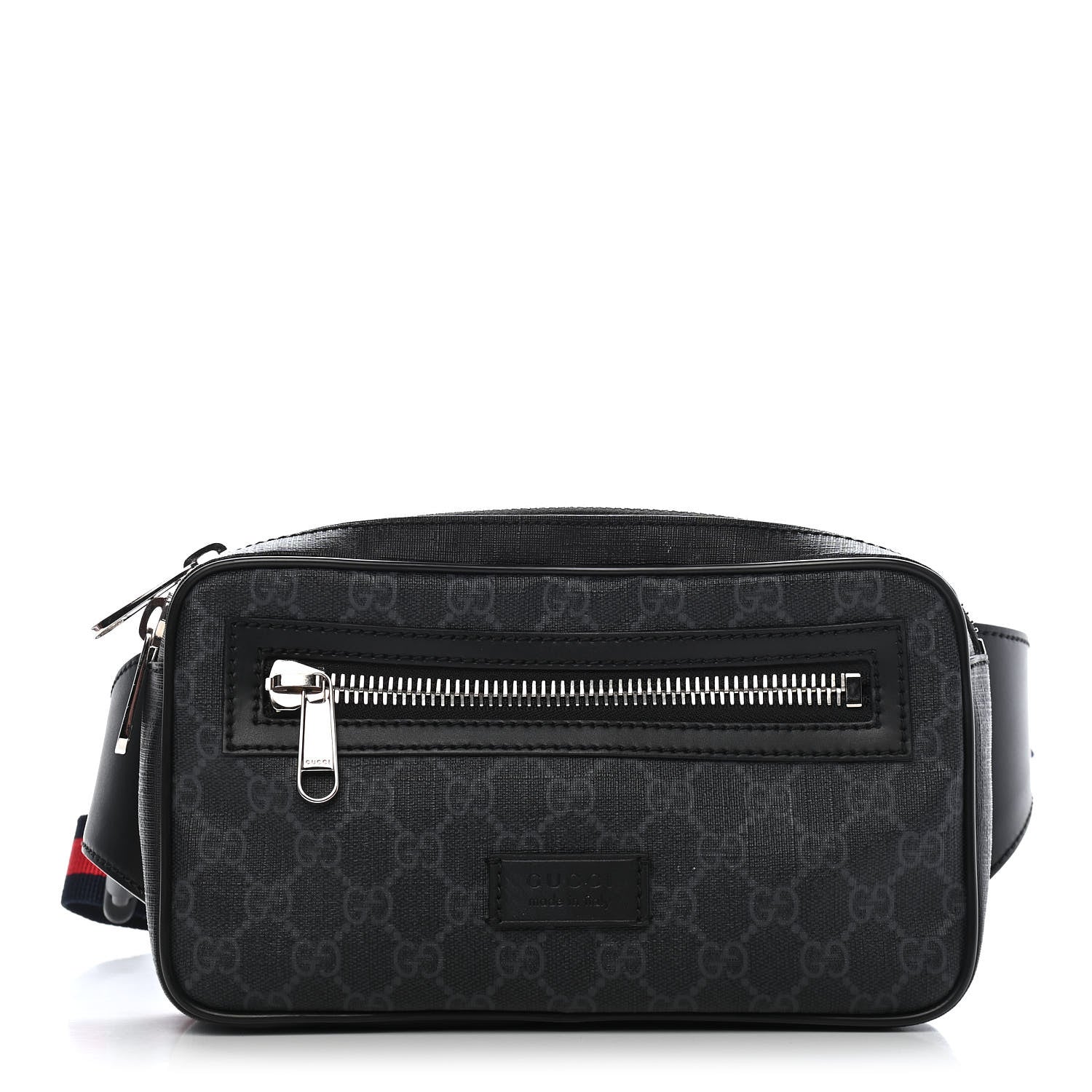 Gucci Soft GG Supreme Monogram Web Belt Bag Black Grey 1 of 17