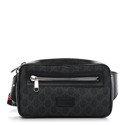 Gucci Soft GG Supreme Monogram Web Belt Bag Black Grey 1 of 17