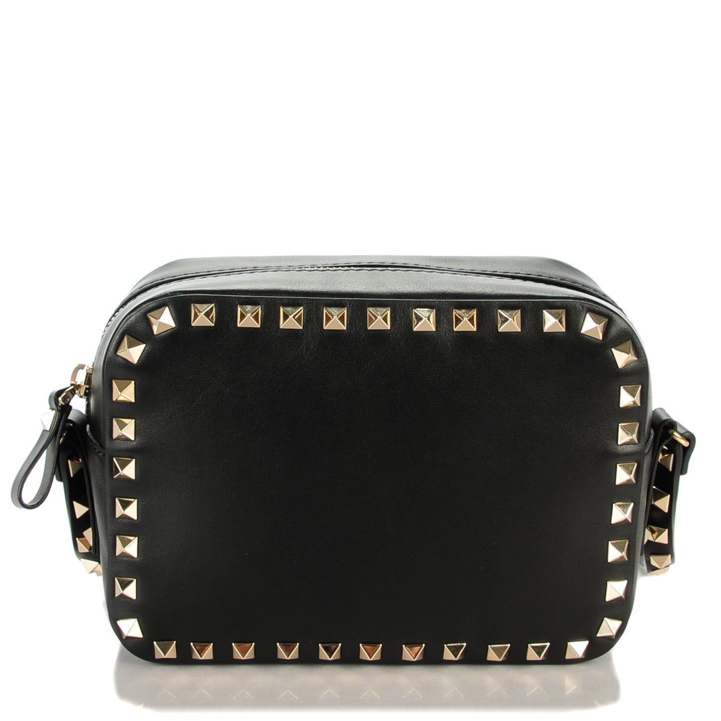 Calfskin Rockstud Camera Crossbody Bag Black