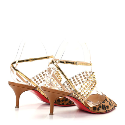 Christian Louboutin Veau Velours PVC Specchio Nappa Leopard Print Levita 55 Pumps 36 Caramel 4 of 9