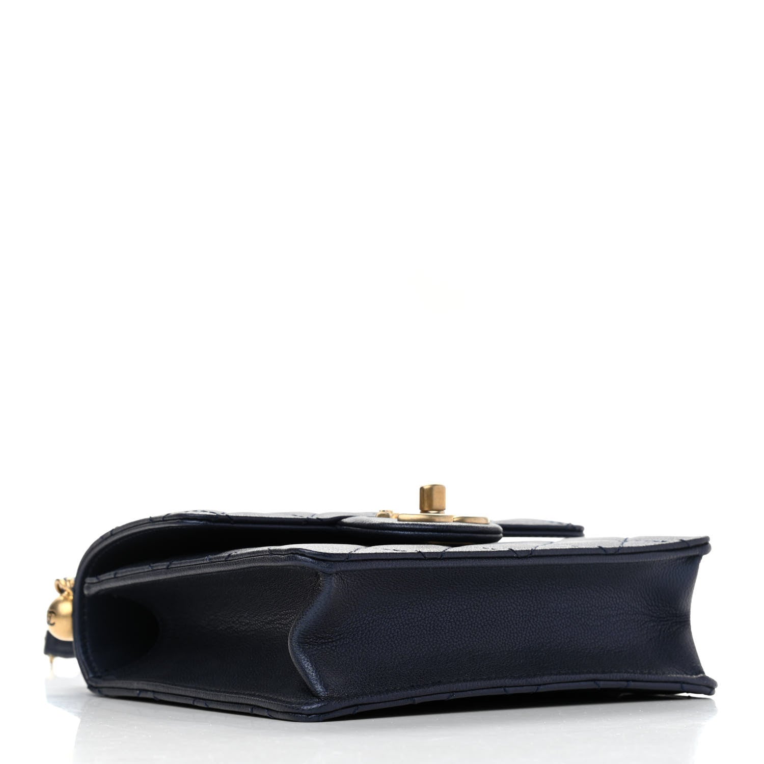 Chanel Iridescent Lambskin Quilted Chic Pearls Flap Navy Blue 4 of 9