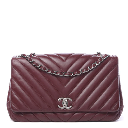 Chanel Lambskin Chevron Quilted Medium Surpique Flap Dark Red 1 of 10