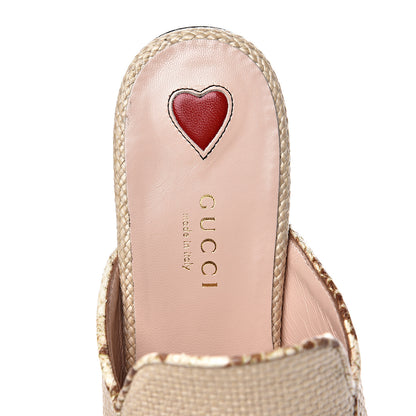 Gucci Straw Elaphe Womens Princetown Slippers 37 Natural Cream Brown 6 of 9