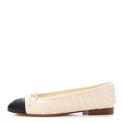 Chanel Crochet Cap Toe Ballerina Flats 38 Light Beige 1 of 4
