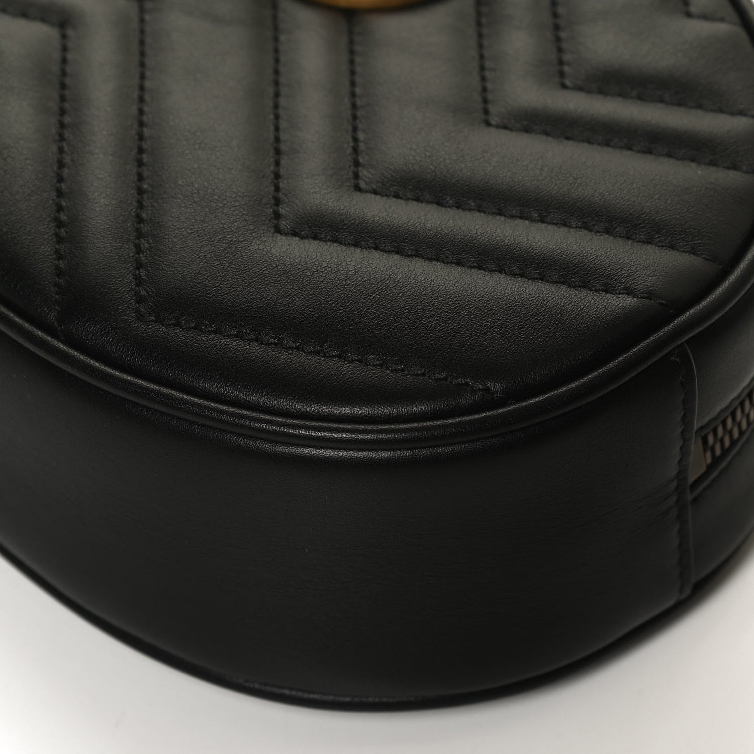Gucci Calfskin Matelasse GG Marmont Belt Bag 75 30 Black 12 of 13