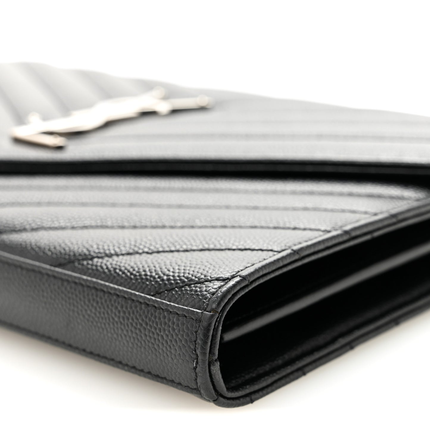 Grain De Poudre Matelasse Chevron Monogram Chain Wallet Black