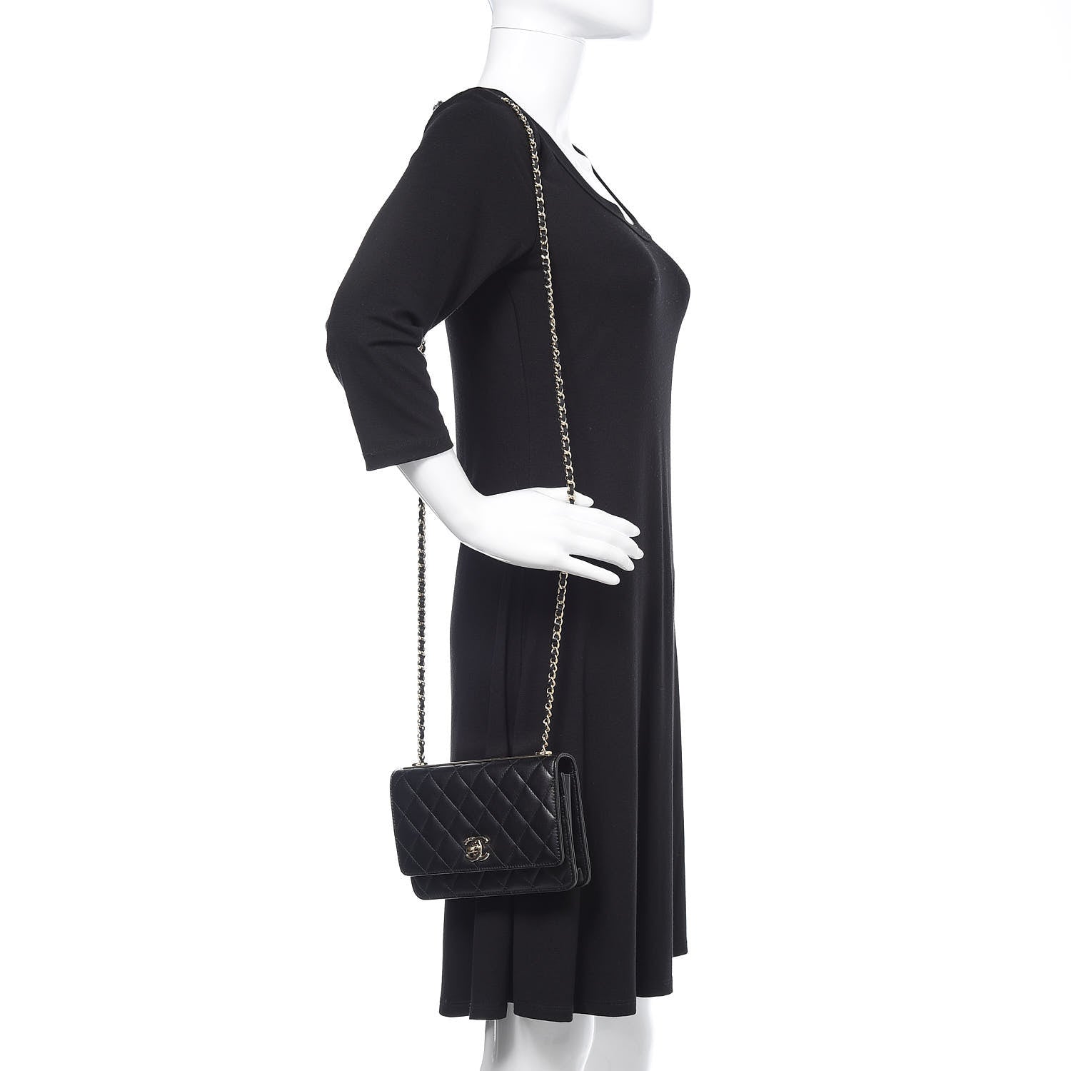 Chanel Lambskin Quilted Trendy CC Wallet On Chain WOC Black 2 of 14