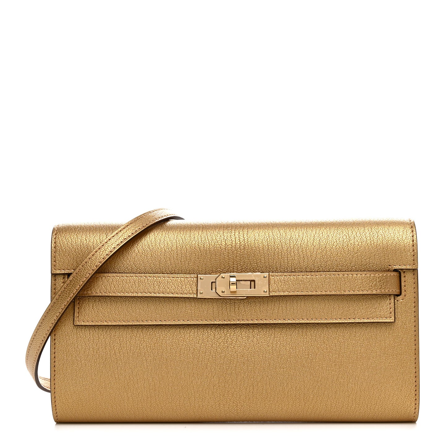 Metallic Chevre Chamkilight Kelly Wallet To Go Dore
