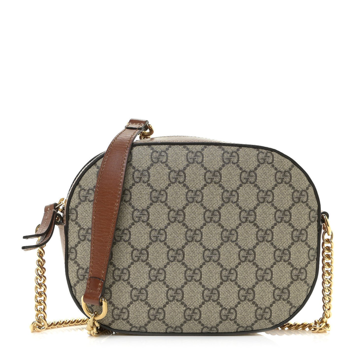 GG Supreme Monogram Cuoio Toscano Mini Chain Shoulder Bag Beige Ebony Cuir