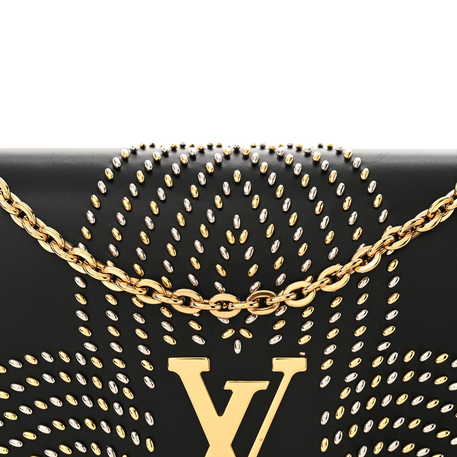 Louis Vuitton Calfskin Fleur De Lys Pochette Chain Louise Black 8 of 12