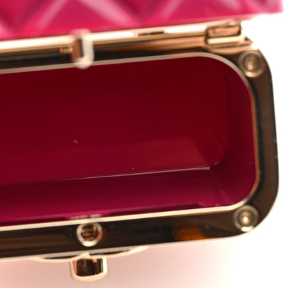Chanel Metal Lambskin Resin Quilted CC Mini Vanity Necklace Gold Black Fuchsia 4 of 6