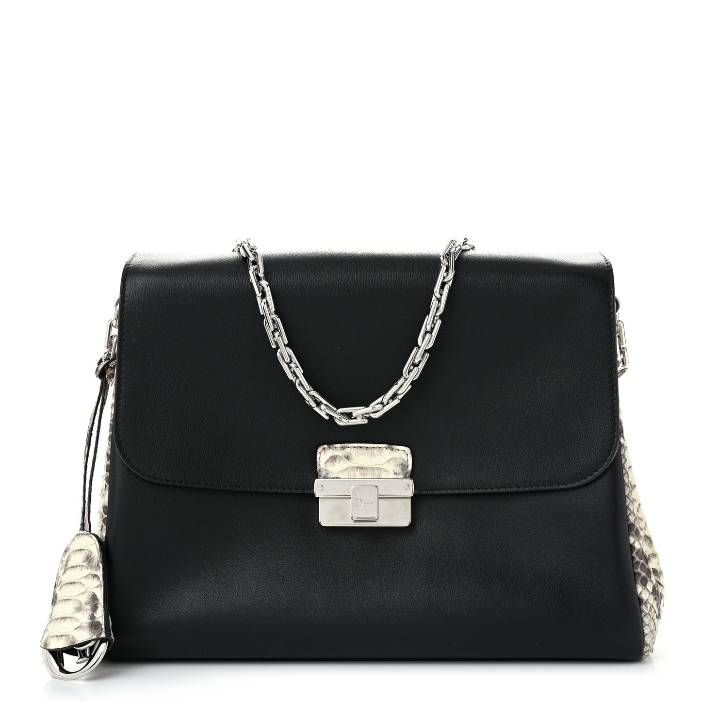 Calfskin Snakeskin Small Diorling Black