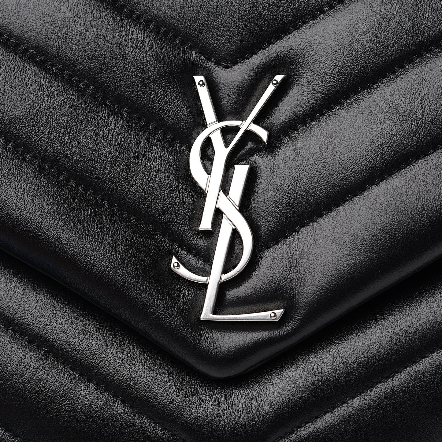 Calfskin Y Quilted Monogram Medium Loulou Chain Satchel Black