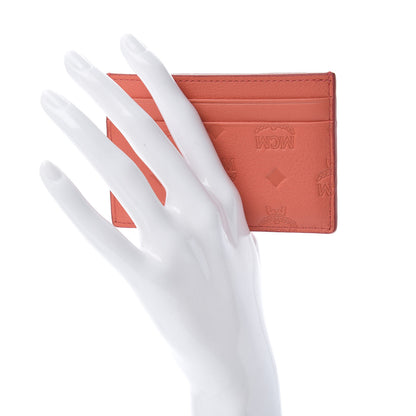 MCM Calfskin Calfskin Ottomar Monogram Card Case Hot Coral 2 of 7