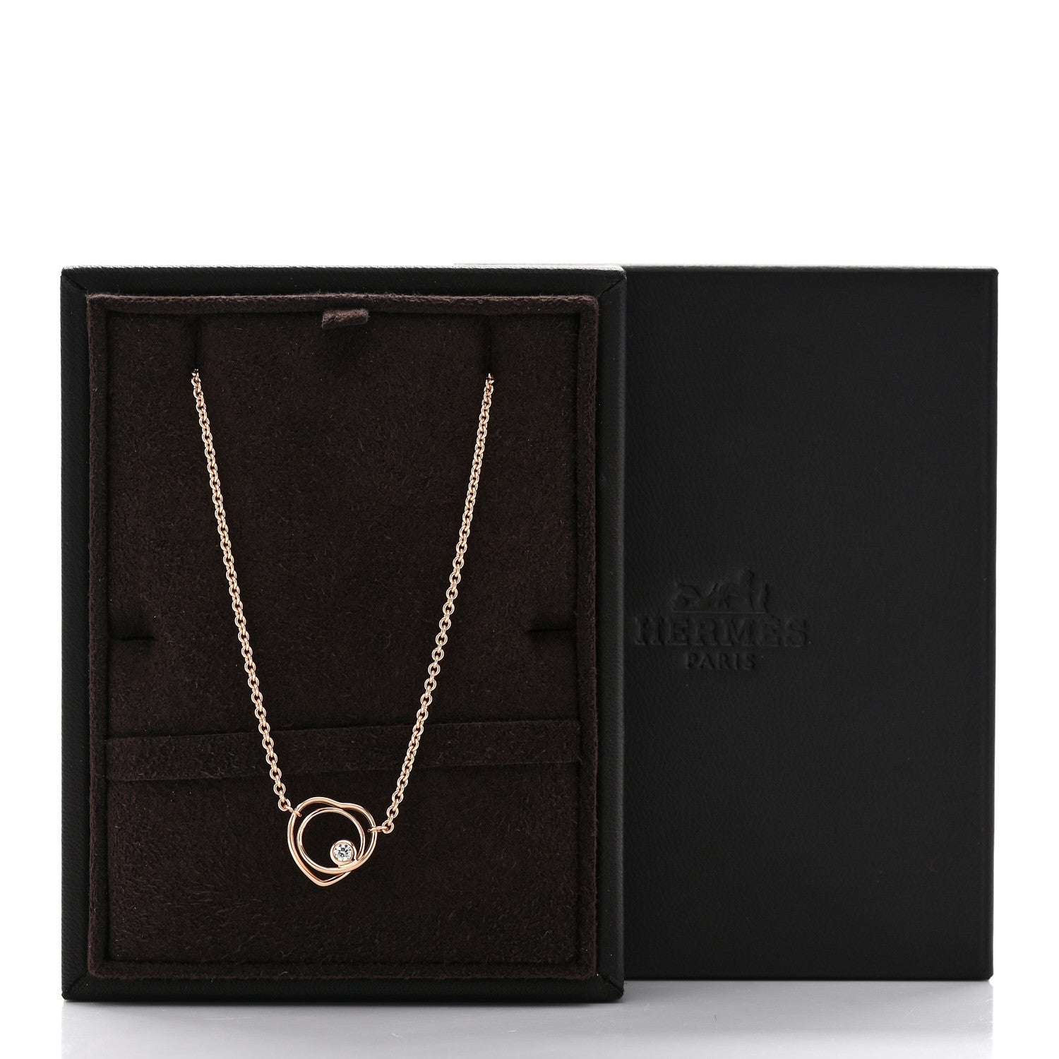 Hermes 18K Rose Gold Diamond TPM Vertige Coeur Necklace ST 6 of 6