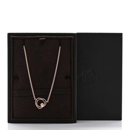 Hermes 18K Rose Gold Diamond TPM Vertige Coeur Necklace ST 6 of 6