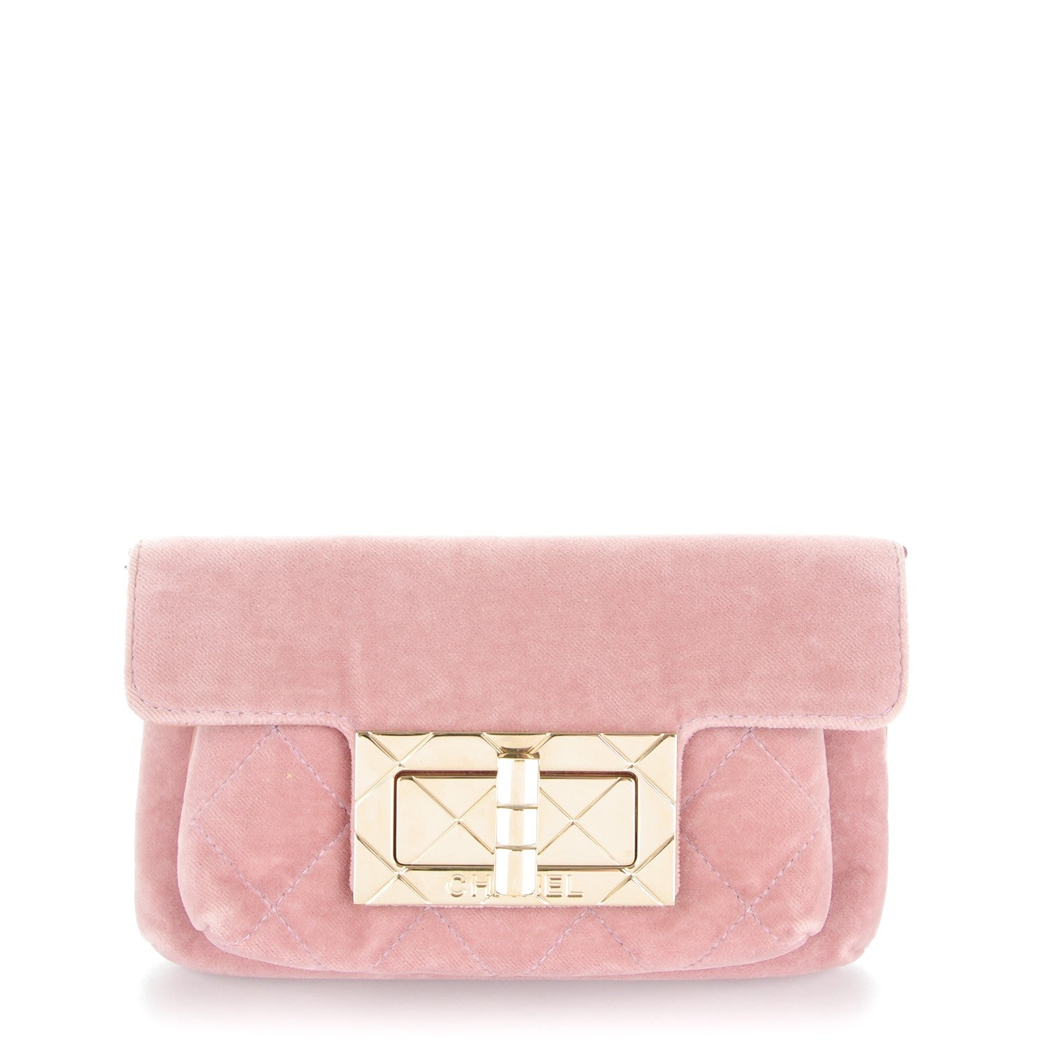 Chanel Velvet Quilted 2.55 Evening Clutch Bag Pink 1 of 7
